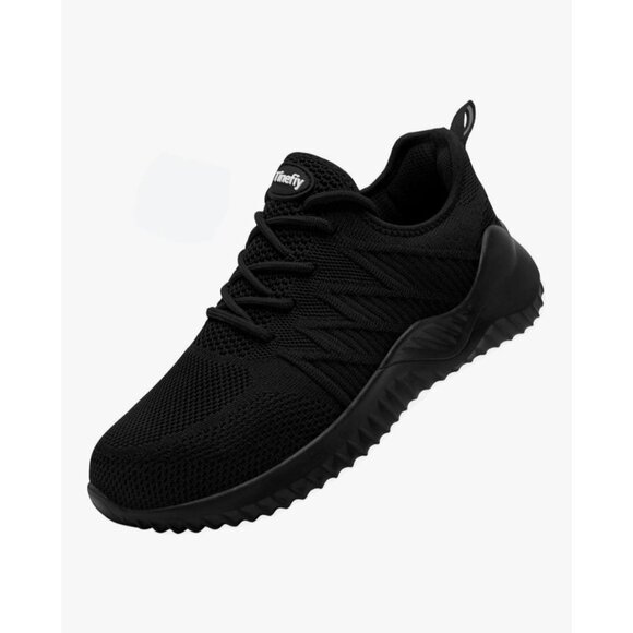 Tinelfy Womens Size 5.5-6 Black Steel Toe Shoes Lightweight & Slip-Resistant - Picture 1 of 15